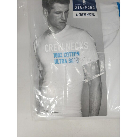 Stafford JCP Large 4 Crew Neck T-Shirts 100% Cotton Ultra Soft NOS Open Package - Picture 4 of 16